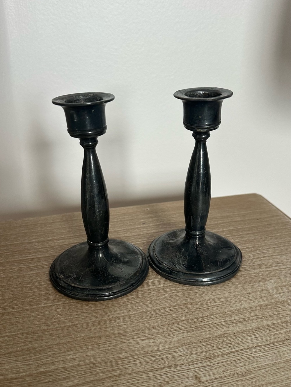 Black Metal Candle Holders - Pair